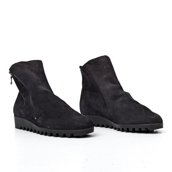 Arche Paris Women Lomhus Black Nubuck Zip Wedge Boots Size 8US EUR39 - Picture 1 of 7